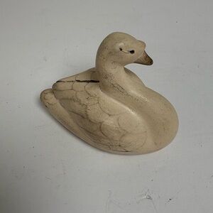 Vintage Hand Carved Wood  Swan Figurine (Signed)